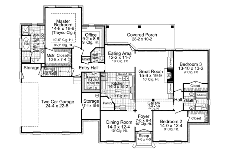 Home Plan - Floor Plan - Main Floor for European House Plan #21-257 - 4 bed, 3.5 bath