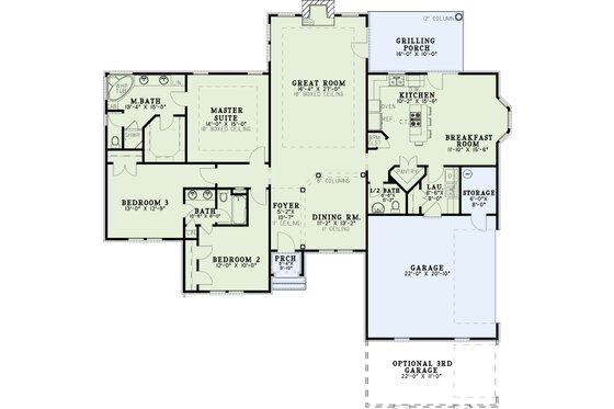 Floor Plan - Main Floor for Traditional House Plan #17-2155 - 3 bed, 2.5 bath