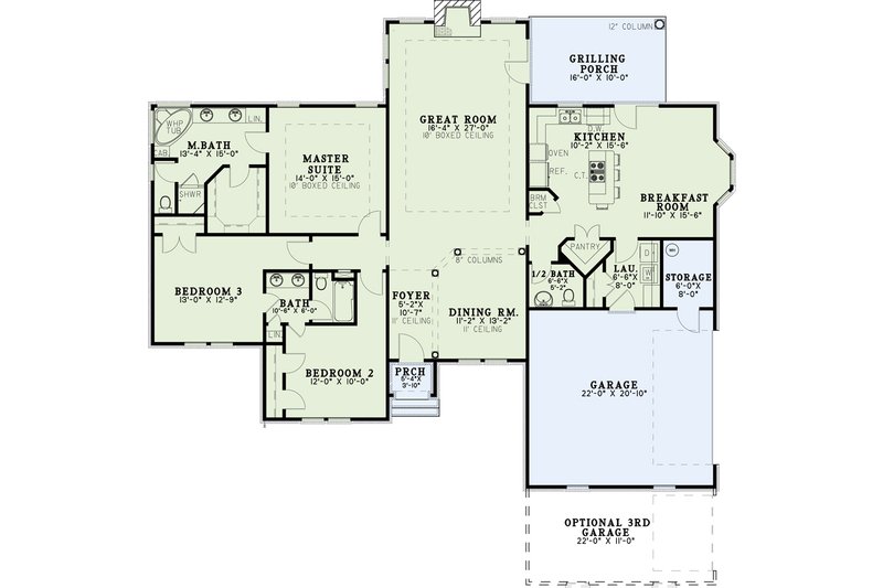 Home Plan - Floor Plan - Main Floor for Traditional House Plan #17-2155 - 3 bed, 2.5 bath