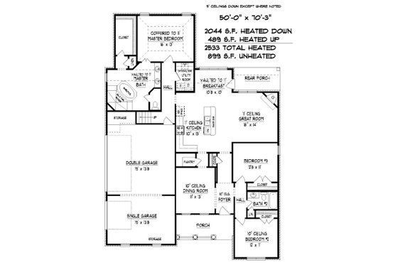 Floor Plan - Main Floor for Traditional House Plan #424-413 - 3 bed, 3 bath