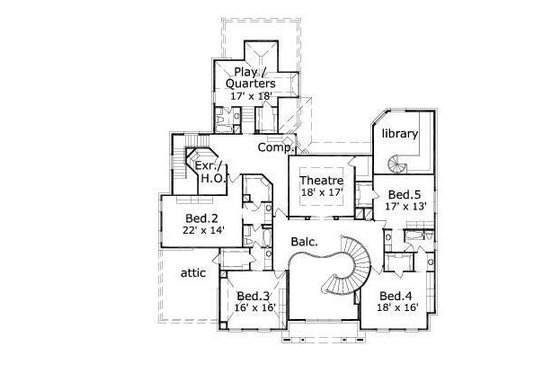 Floor Plan - Upper Floor for Colonial House Plan #411-479 - 5 bed, 4.5 bath