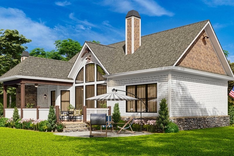 Architectural House Design - Exterior - Rear Elevation 1 for Ranch House Plan #54-464 - 3 bed, 2 bath