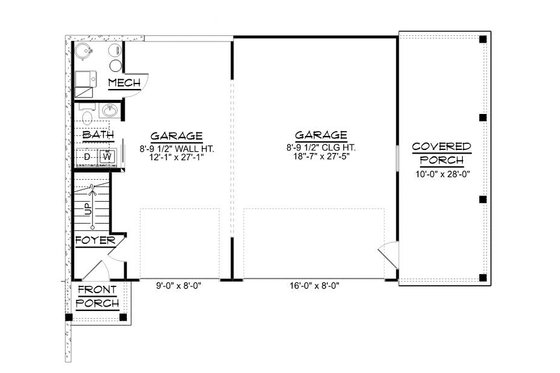 Floor Plan - Main Floor for Country House Plan #1064-289 - 2 bed, 1.5 bath