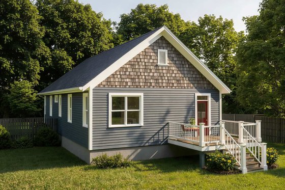 Exterior - Rear Elevation for Bungalow House Plan #79-174 - 2 bed, 2 bath