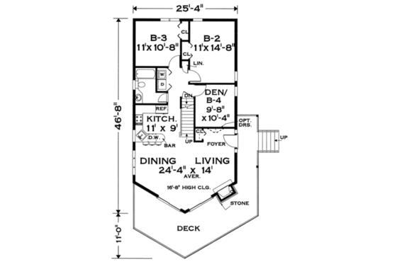 Floor Plan - Main Floor for Bungalow House Plan #3-119 - 4 bed, 2 bath
