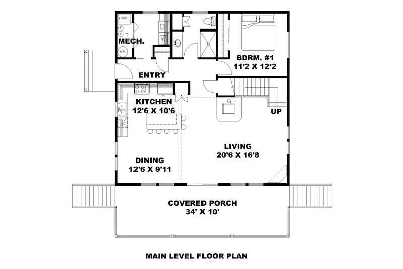 Home Plan - Floor Plan - Main Floor for Farmhouse House Plan #117-947 - 3 bed, 2 bath