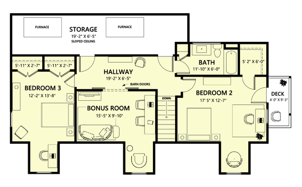 Dream House Plan - Floor Plan - Upper Floor for Southern House Plan #1123-1 - 4 bed, 2.5 bath
