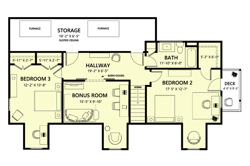 Dream House Plan - Floor Plan - Upper Floor for Southern House Plan #1123-1 - 4 bed, 2.5 bath