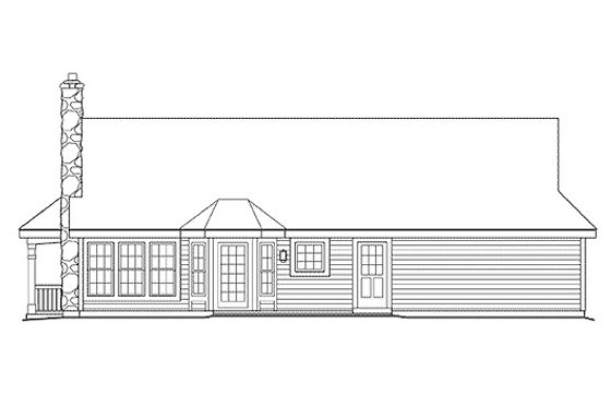 Exterior - Rear Elevation for Farmhouse House Plan #57-340 - 2 bed, 1 bath
