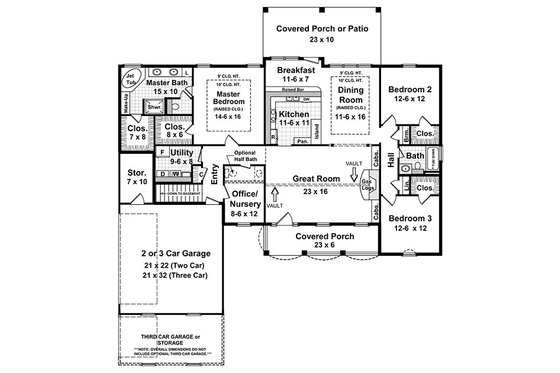 Floor Plan - Main Floor for Country House Plan #21-130 - 3 bed, 2.5 bath