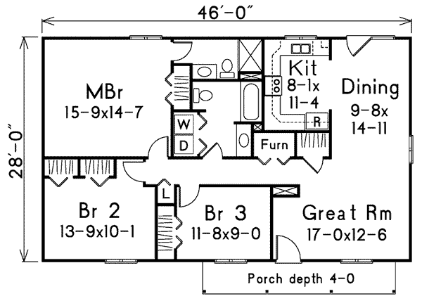 Ranch Floor Plan - Main Floor Plan #57-233