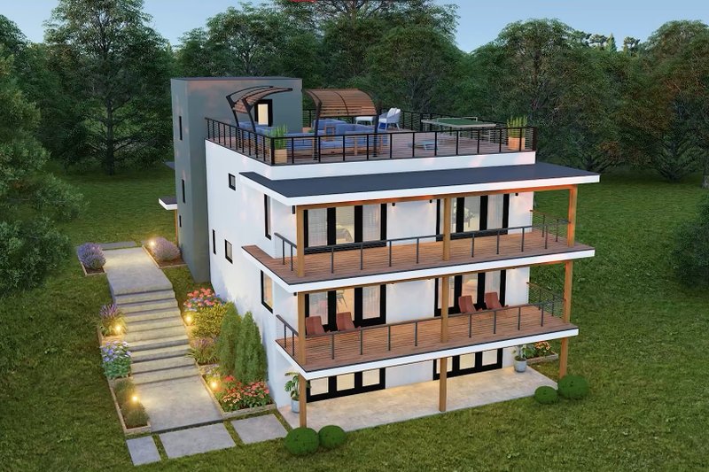 House Blueprint - Exterior - Rear Elevation 1 for Contemporary House Plan #932-1401 - 4 bed, 5 bath