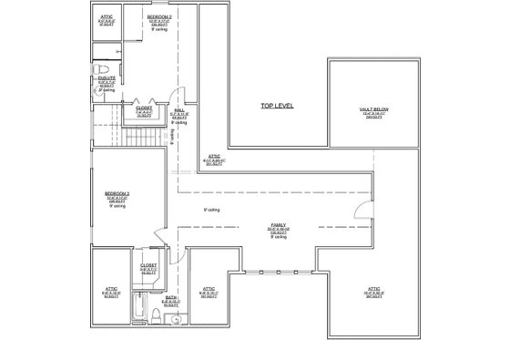 Floor Plan - Upper Floor for Modern House Plan #1116-44 - 3 bed, 3.5 bath