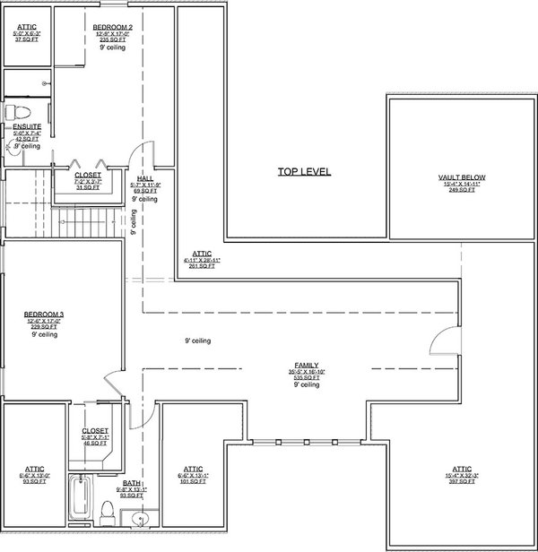 House Design - Floor Plan - Upper Floor for Modern House Plan #1116-44 - 3 bed, 3.5 bath