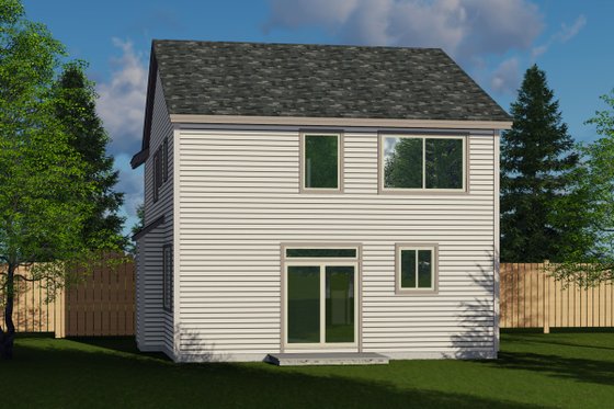 Exterior - Rear Elevation for Bungalow House Plan #53-416 - 3 bed, 2.5 bath