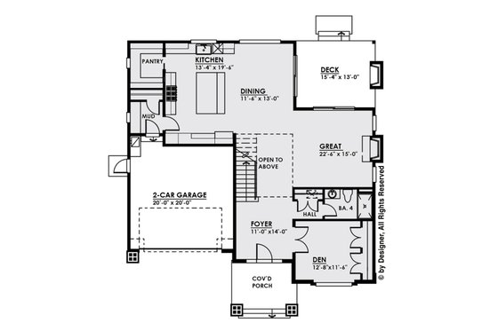 Floor Plan - Main Floor for Modern House Plan #1066-9 - 4 bed, 4 bath