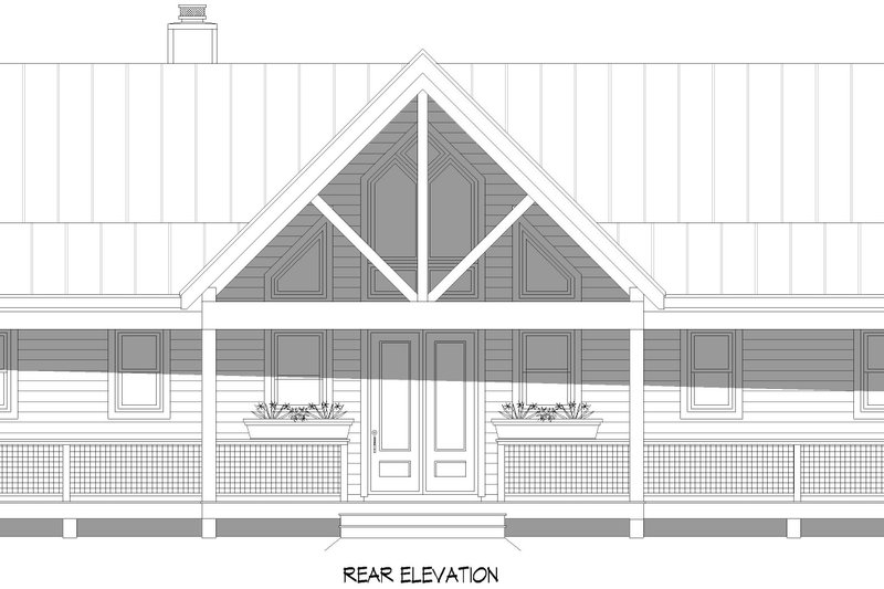 House Plan Design - Exterior - Rear Elevation for Southern House Plan #932-1074 - 2 bed, 2 bath