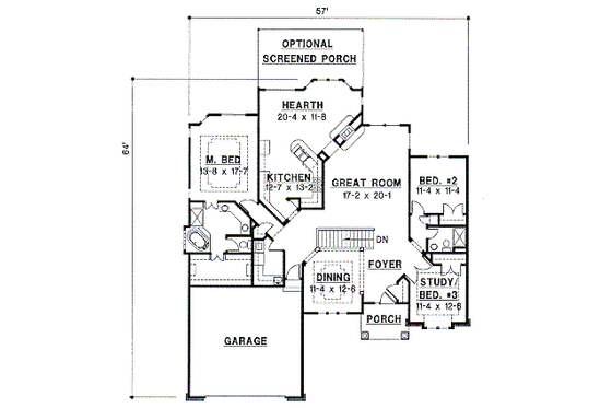 Floor Plan - Main Floor for European House Plan #67-337 - 5 bed, 4 bath