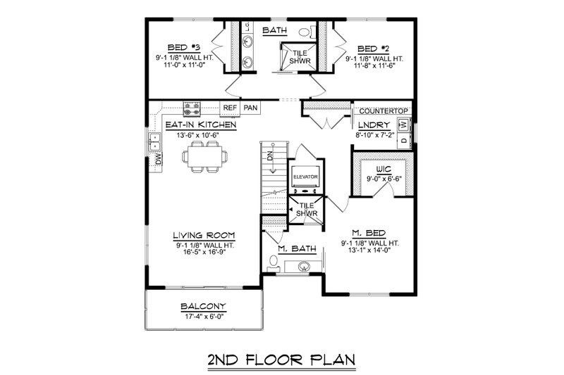 Architectural House Design - Floor Plan - Upper Floor for Farmhouse House Plan #1064-171 - 3 bed, 2 bath