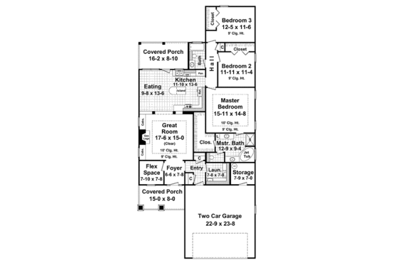 Floor Plan - Main Floor for Craftsman House Plan #21-261 - 3 bed, 2 bath