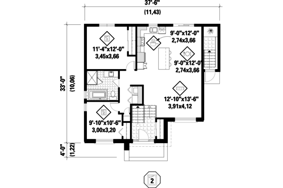 Floor Plan - Main Floor for Contemporary House Plan #25-4354 - 3 bed, 2 bath