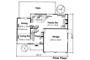 Floor Plan - Main Floor for Traditional House Plan #312-247 - 3 bed, 2.5 bath