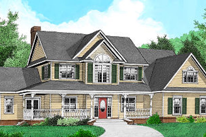 Architectural House Design - Country Exterior - Front Elevation Plan #11-222