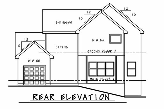 Exterior - Rear Elevation for Farmhouse House Plan #20-2392 - 4 bed, 3.5 bath
