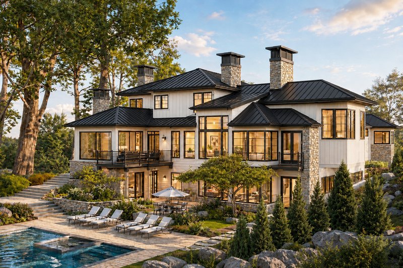 Dream House Plan - Exterior - Rear Elevation for Farmhouse House Plan #928-454 - 4 bed, 4.5 bath