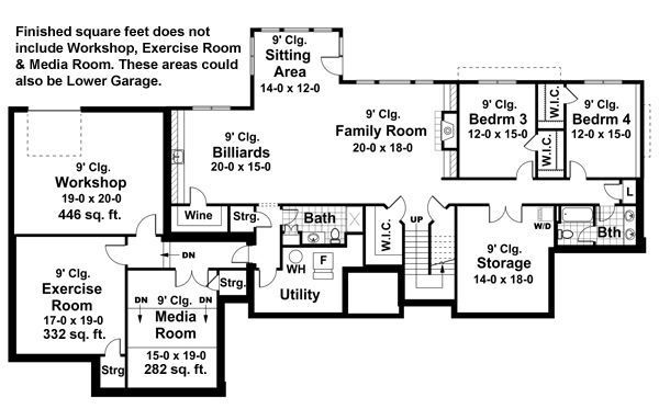 Traditional Floor Plan - Lower Floor Plan #51-546