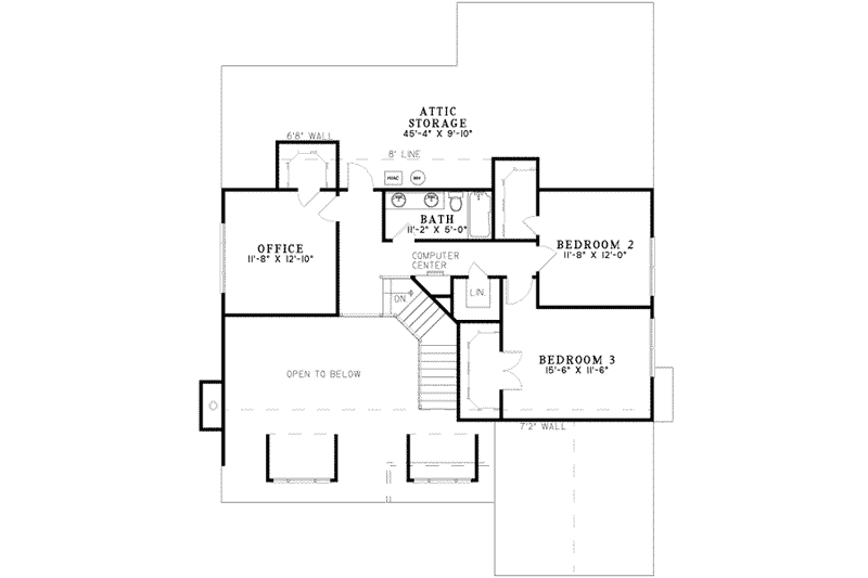 Dream House Plan - Floor Plan - Upper Floor for European House Plan #17-2251 - 3 bed, 2.5 bath