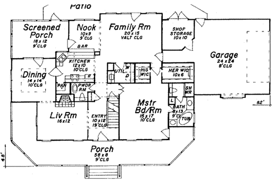 Floor Plan - Main Floor for Victorian House Plan #52-182 - 3 bed, 2.5 bath