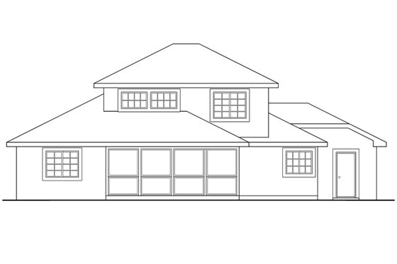 Exterior - Rear Elevation for Traditional House Plan #124-242 - 3 bed, 2.5 bath