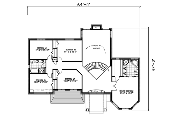Floor Plan - Upper Floor for Colonial House Plan #138-185 - 5 bed, 2.5 bath