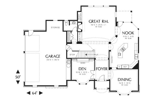 Floor Plan - Main Floor for European House Plan #48-547 - 4 bed, 3.5 bath
