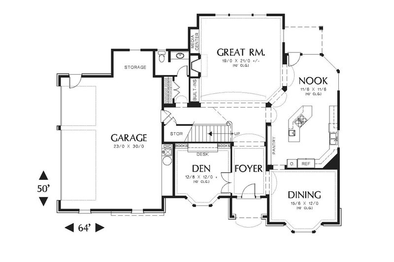 Home Plan - Floor Plan - Main Floor for European House Plan #48-547 - 4 bed, 3.5 bath