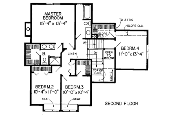 Floor Plan - Upper Floor for Traditional House Plan #312-284 - 4 bed, 2.5 bath