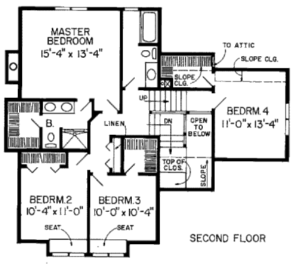 Traditional Floor Plan - Upper Floor Plan #312-284