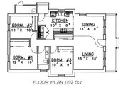 Country Style House Plan - 3 Beds 1 Baths 1192 Sq/Ft Plan #117-143 