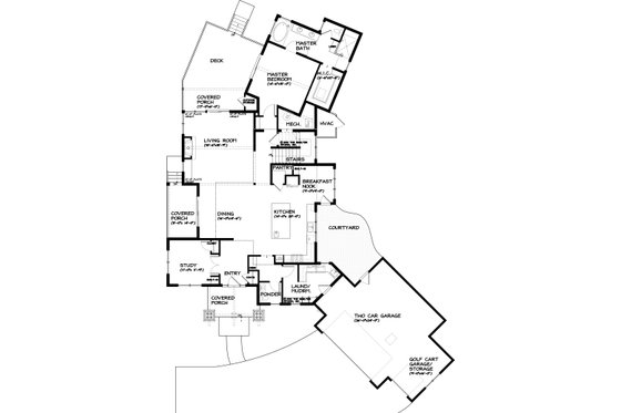 Floor Plan - Main Floor for Craftsman House Plan #895-4 - 3 bed, 2.5 bath