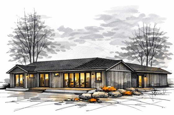 Exterior - Other Elevation 2 for Country House Plan #1101-58 - 3 bed, 3.5 bath