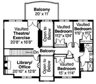 Floor Plan - Upper Floor for Mediterranean House Plan #124-711 - 5 bed, 4 bath