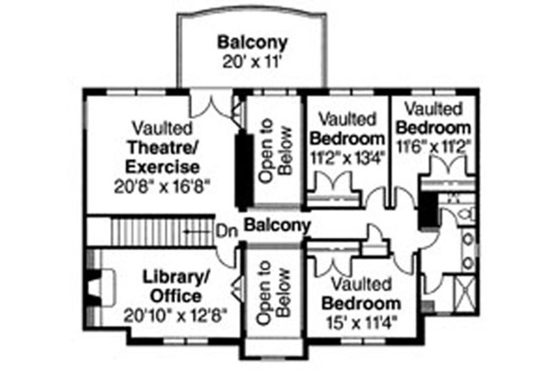 House Blueprint - Floor Plan - Upper Floor for Mediterranean House Plan #124-711 - 5 bed, 4 bath