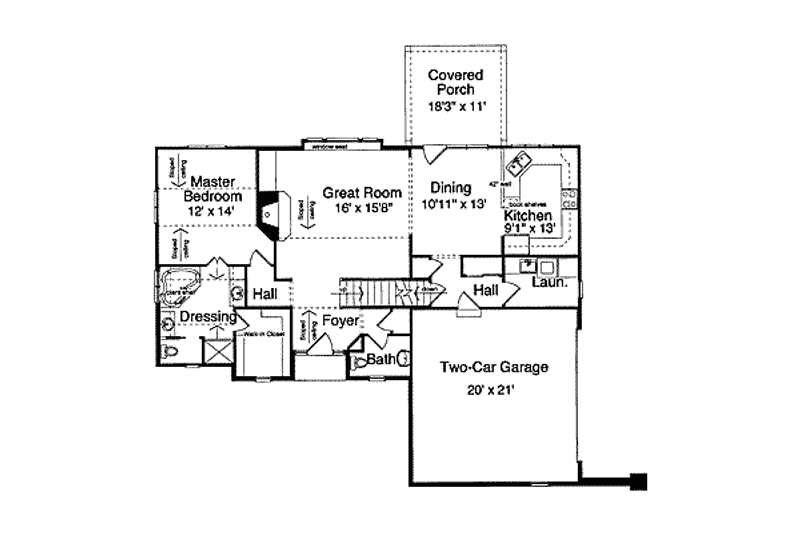Home Plan - Floor Plan - Main Floor for Colonial House Plan #46-275 - 3 bed, 2.5 bath