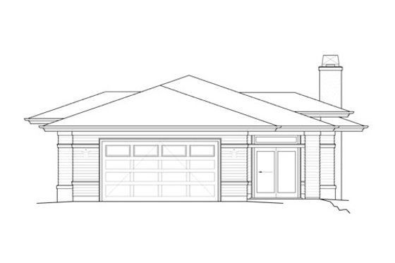 Exterior - Rear Elevation for Prairie House Plan #434-12 - 3 bed, 2.5 bath