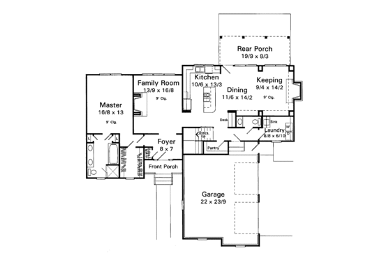 Floor Plan - Main Floor for Traditional House Plan #41-151 - 3 bed, 2.5 bath