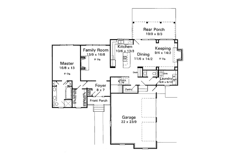 Home Plan - Floor Plan - Main Floor for Traditional House Plan #41-151 - 3 bed, 2.5 bath