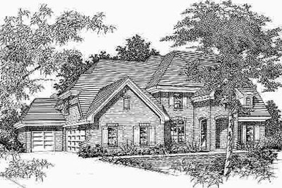 Exterior - Front Elevation for European House Plan #329-301 - 5 bed, 3 bath