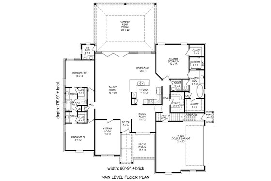 Floor Plan - Main Floor for Craftsman House Plan #932-280 - 3 bed, 2.5 bath