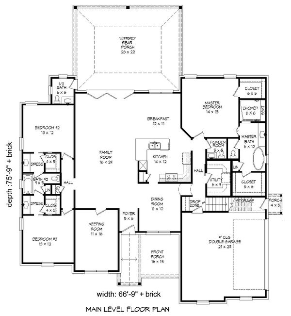 Craftsman Floor Plan - Main Floor Plan #932-280